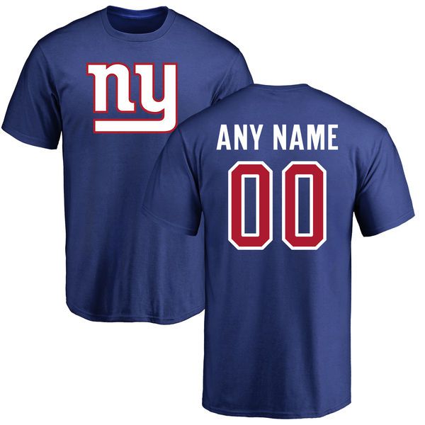 Men New York Giants NFL Pro Line Royal Any Name and Number Logo Custom T-Shirt